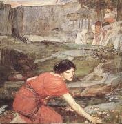 John William Waterhouse Study:Maiidens picking Flowers by a Stream (mk41) oil